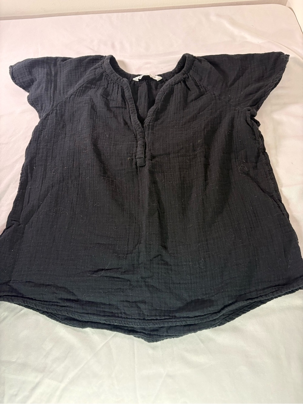 Sonoma Black Short-Sleeve Gauze Peasant Top